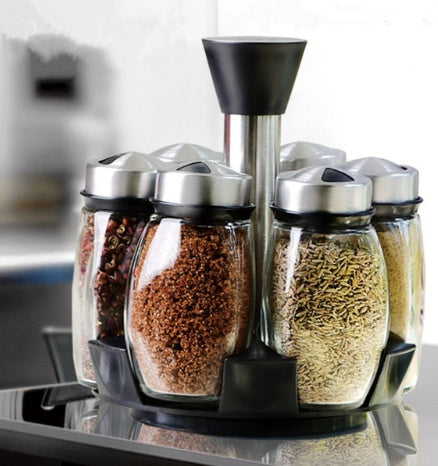Elevate Your Kitchen Experience with Our Cruet Glass Kitchen Spice Rack Set